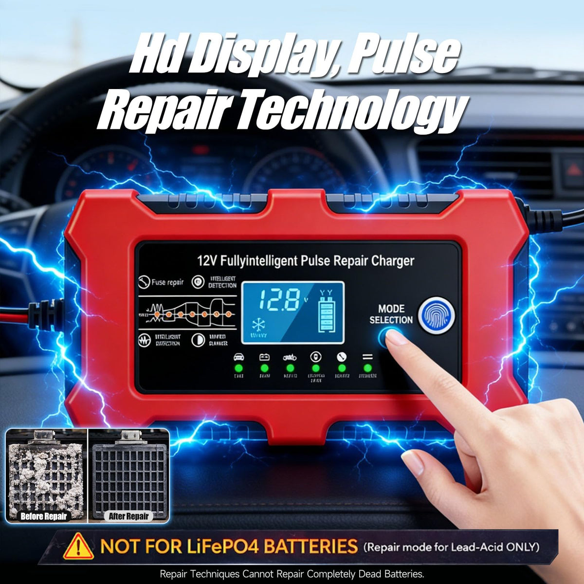 ERKUOMR digital display with voltage and ambient temperature readout