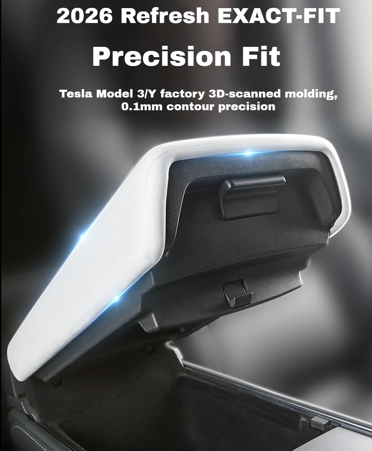 ernica armrest opened to show precise fit and unhindered storage access benefit
