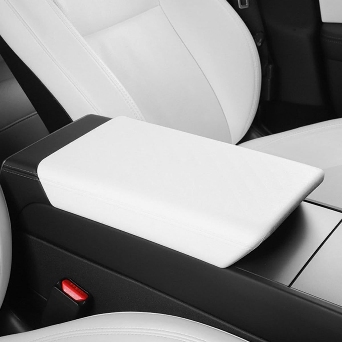 ernica front view of white center console cover showing exact OEM fit and fresh cabin look