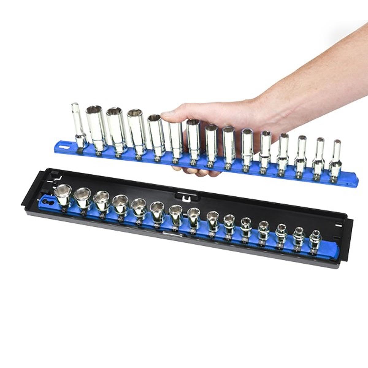 Ernst Manufacturing tray shown inside a tool drawer with sockets organized for quick access and space saving