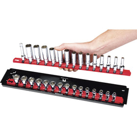 Ernst Manufacturing colored rails with ID stickers showing labeling benefit for SAE/metric