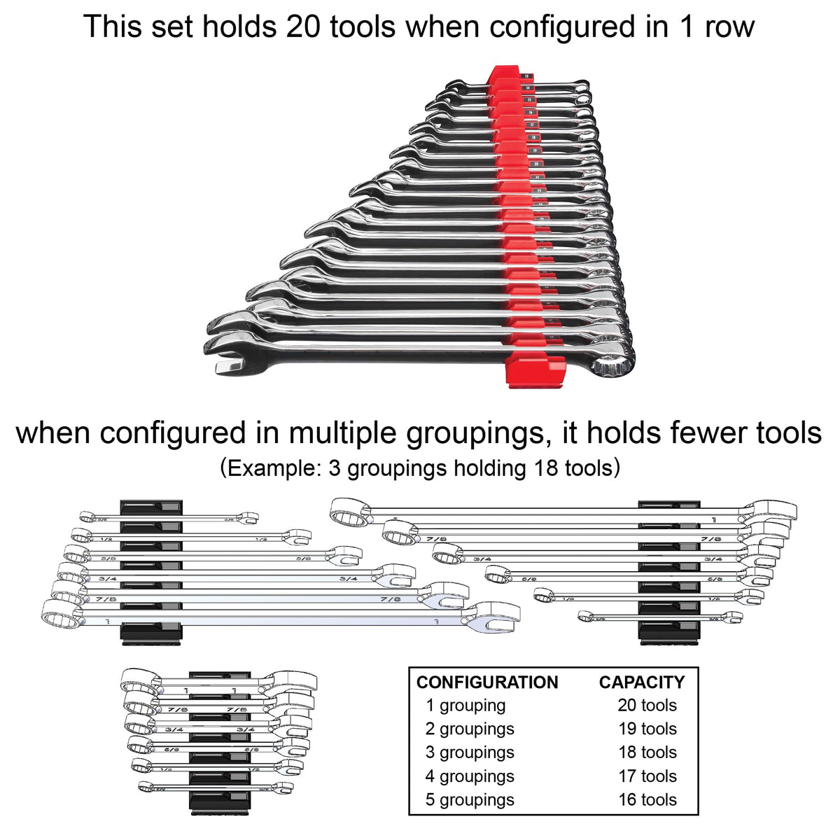 Ernst Manufacturing organizer next to ruler showing scale and space-saving benefit