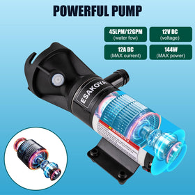 Esakoya pump installed at an RV outlet illustrating quick tank emptying benefit