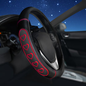 ESALFAUTO front view of steering wheel cover showing design and fit benefit