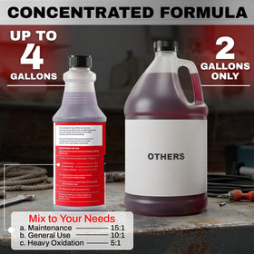 Escentile diluted cleaning solution in sprayer ready to treat aluminum