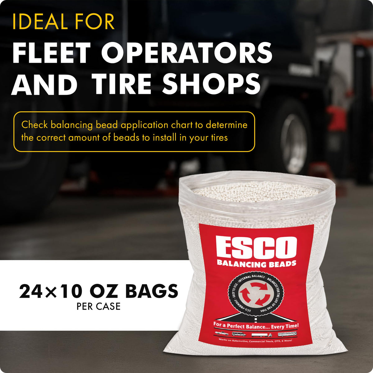 ESCO case of 24 bags stacked on pallet for fleet-ready convenience