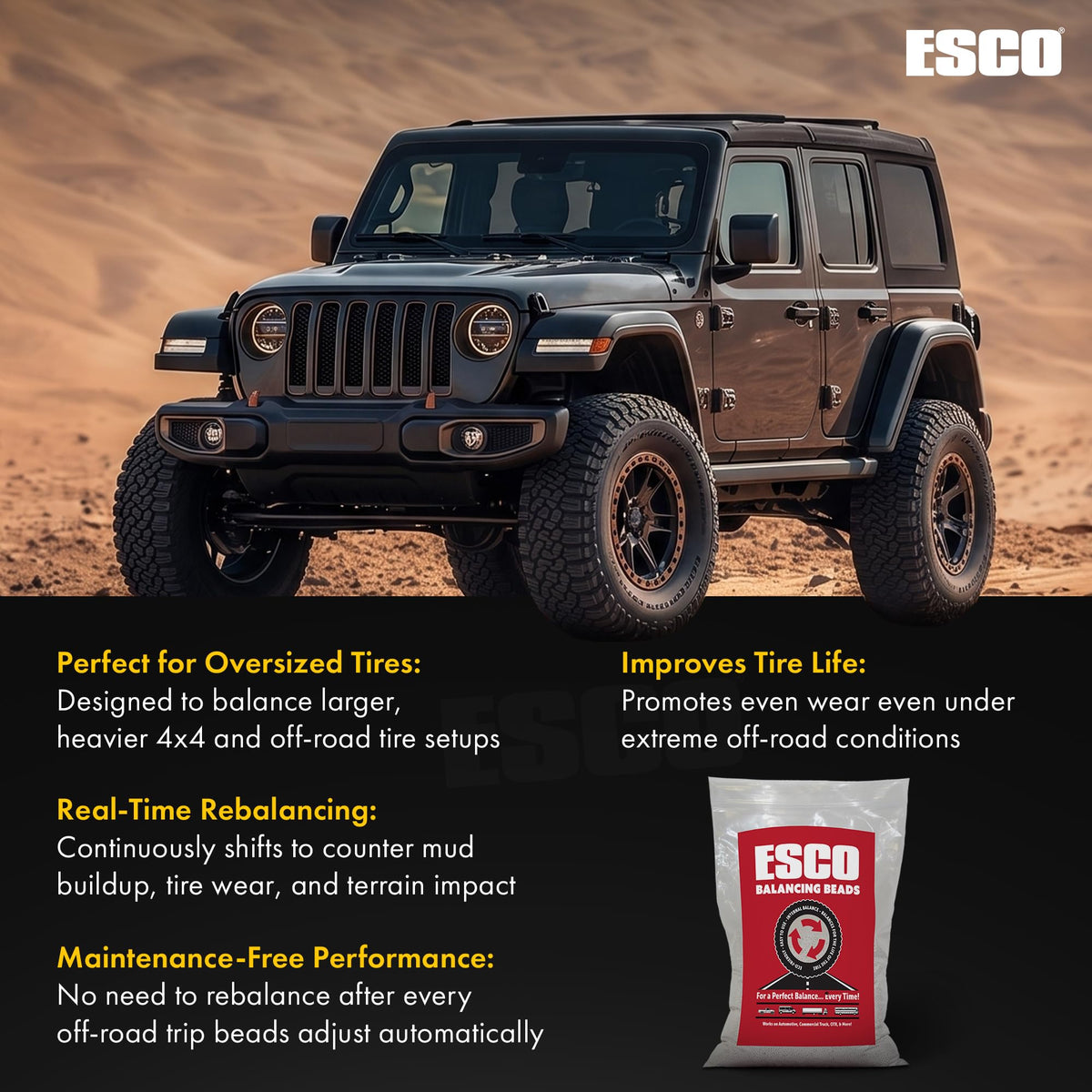 ESCO on a truck on road showing smoother ride and improved tire life