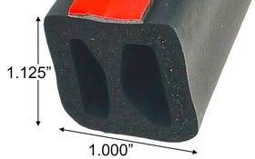ESI front rail seal XL cross-section closeup showing dimensions and weather resistance