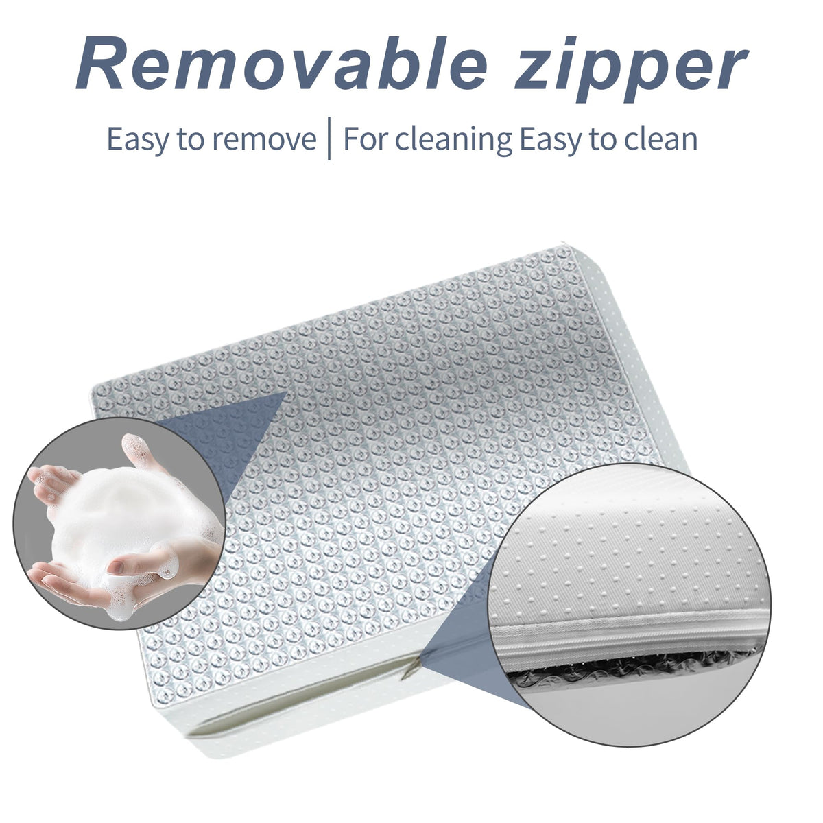 ESMING zipper and sleeve detail highlighting easy insertion and removal benefit