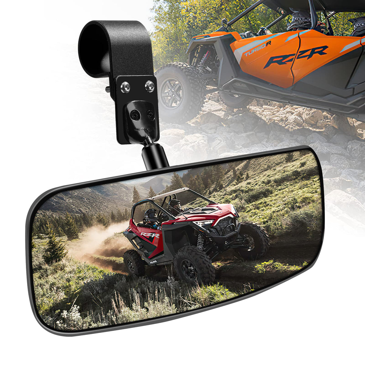 Esploratori front mirror view showing wide coverage and improved visibility