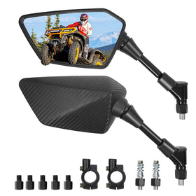 Esploratori front view handlebar mirror showing clear wide-angle benefit