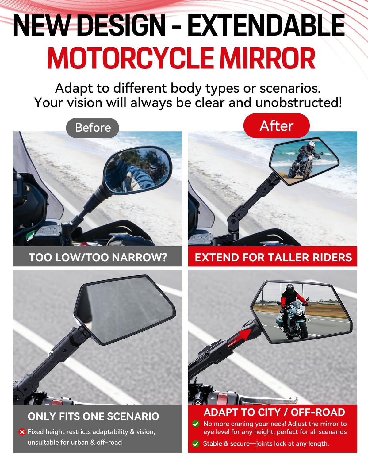 Esploratori extended stem demonstrating adjustable height comfort