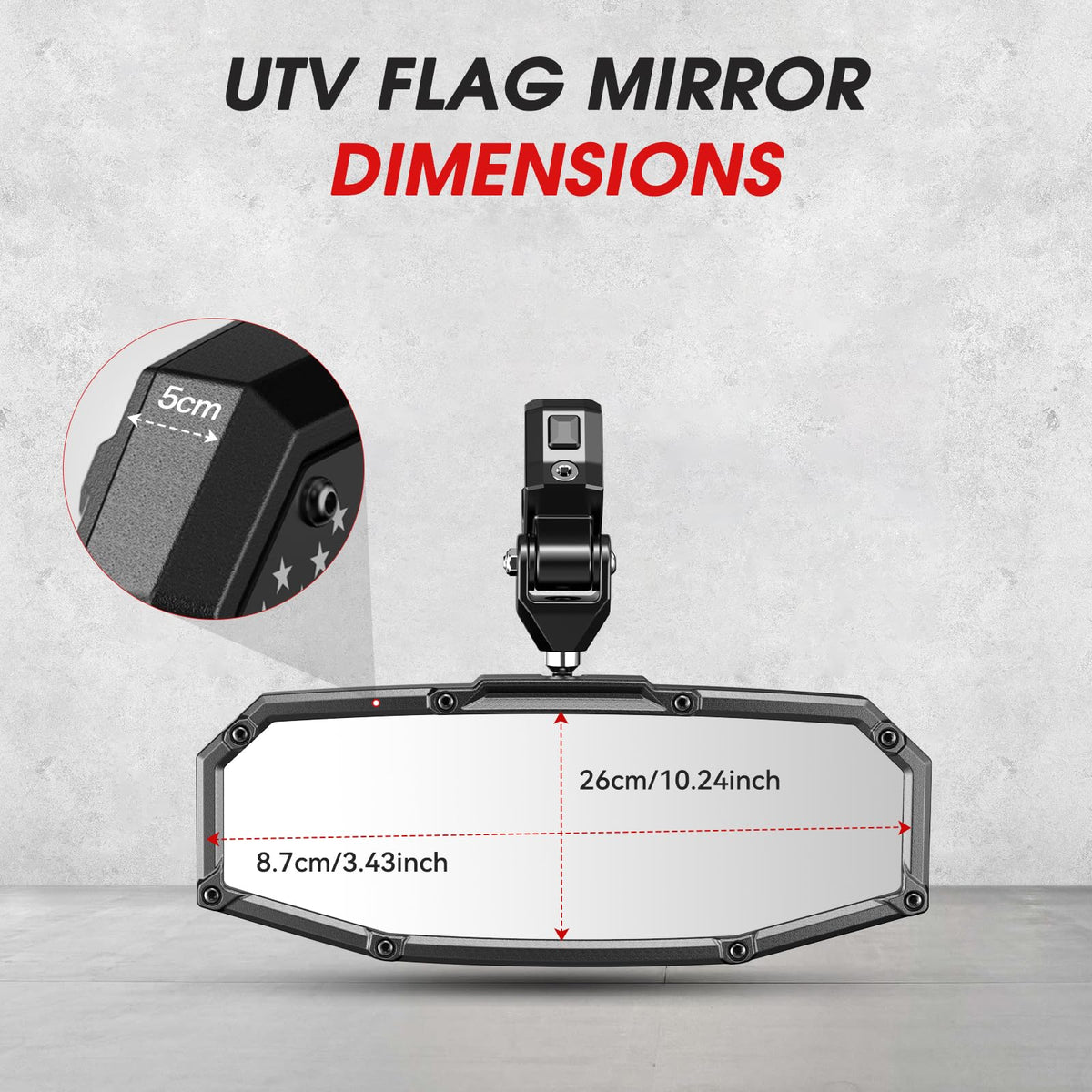 Esploratori wide-angle glass reflecting clear rear view, improved visibility and reduced blind spots