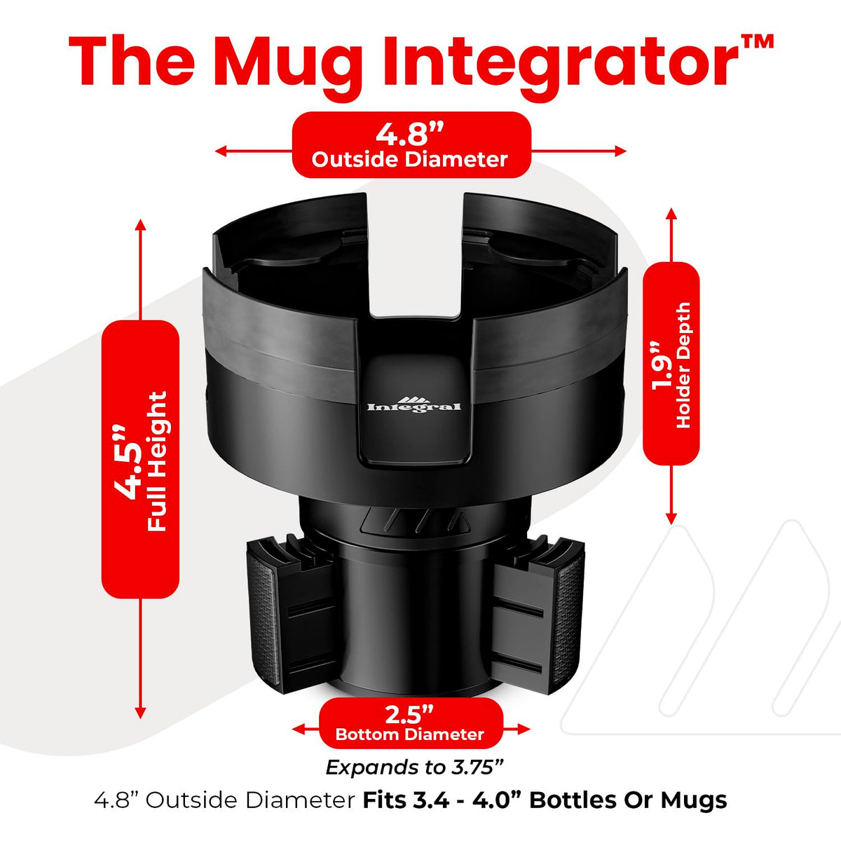 ESSENTIALLY ENGINEERED close-up of four rubber tabs gripping a mug for spill prevention
