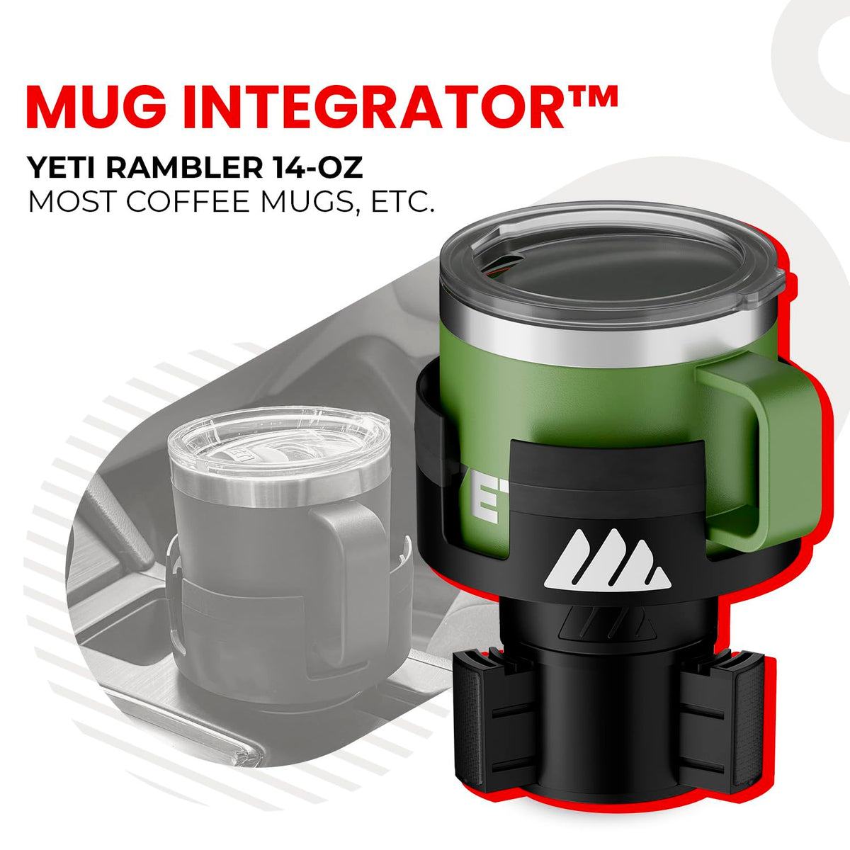 ESSENTIALLY ENGINEERED expanded base detail demonstrating three-ring stability in cup holders