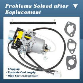 Esttlamer carburetor next to ruler showing compact size and easy-replacement benefit