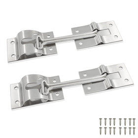 ESUDNT front view of two 4-inch stainless latches showing durable finish and kit