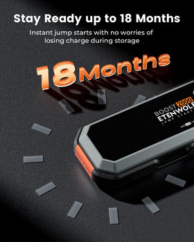 ETENWOLF jump starter attached to car battery delivering reliable starts
