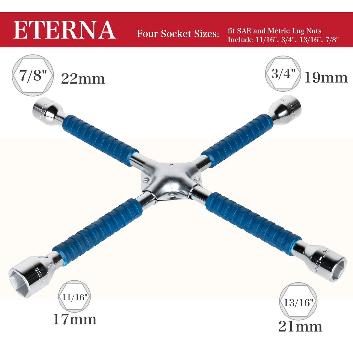 ETERNA close-up of anti-slip handle texture improving grip and user control