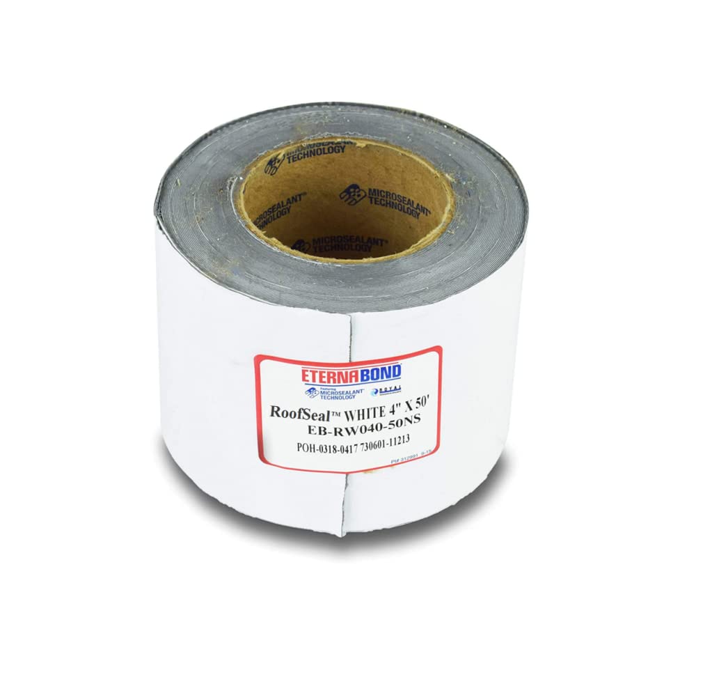 EternaBond roll front view showing white backing and clear label for durable roof repairs