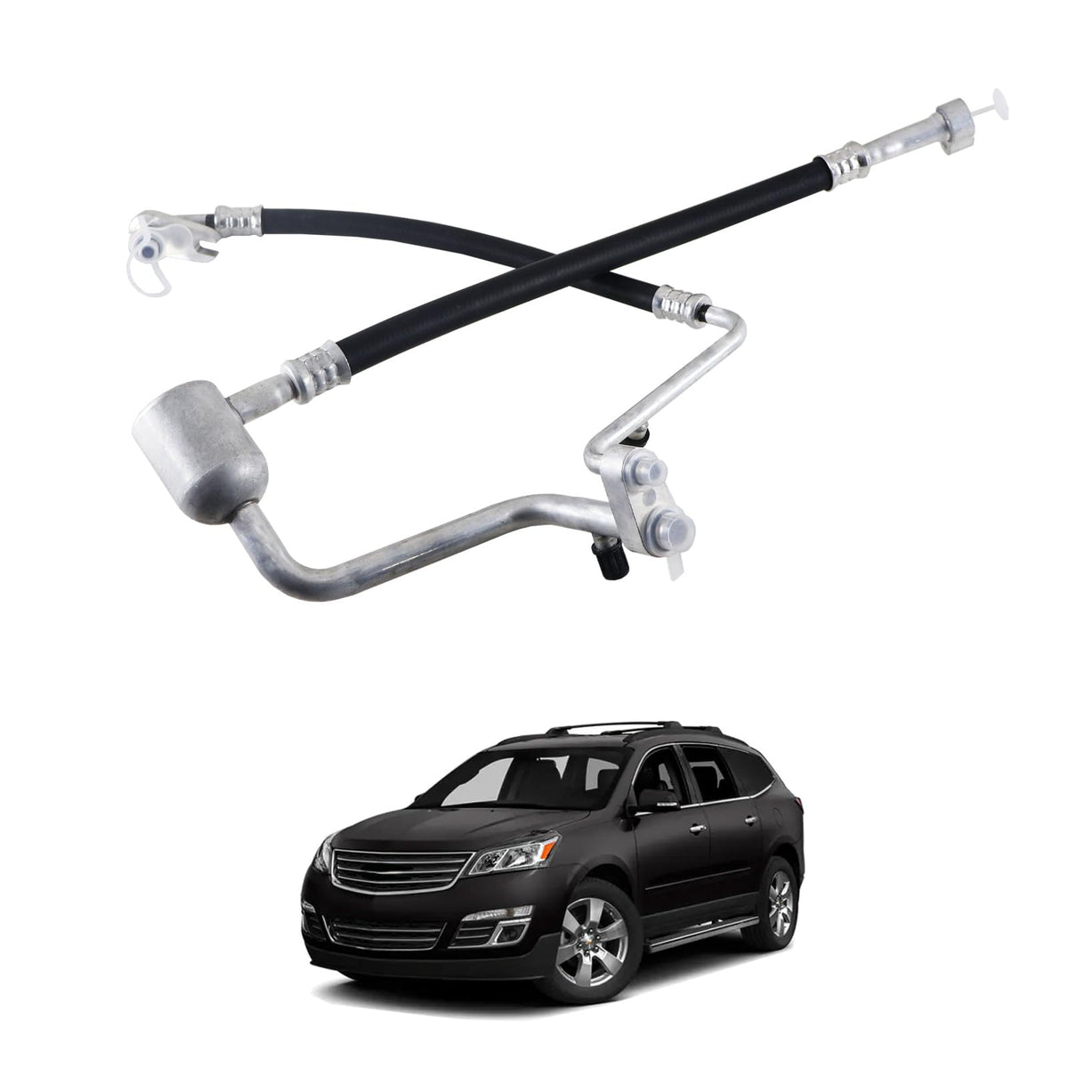 Eterpace front view of A/C suction and discharge hose assembly showing fitment benefits