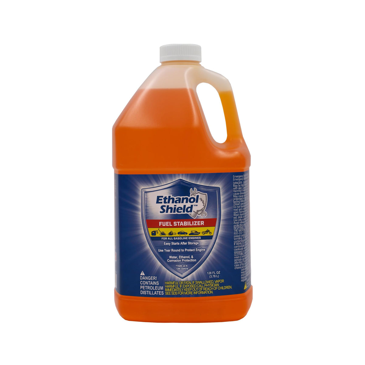 Ethanol Shield front packaging 1 gallon showing product and treatment benefit