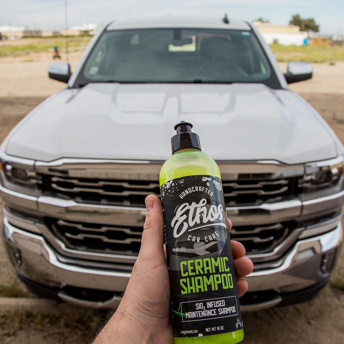 Ethos Handcrafted Car Care in-use with wash mitt protecting paint from swirls