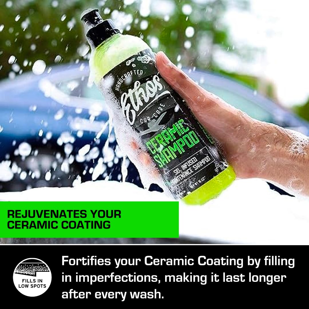 Ethos Handcrafted Car Care pouring into bucket illustrating proper dilution