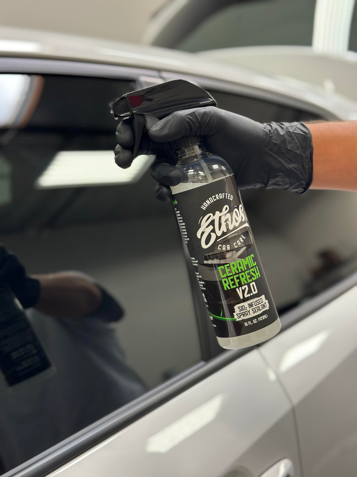 Ethos Handcrafted Car Care close-up of paint sheen showing deep gloss and restored finish immediately