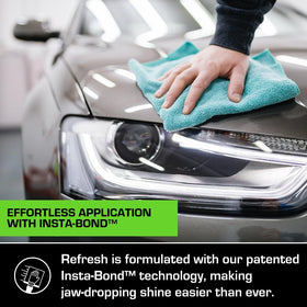 Ethos Handcrafted Car Care in driveway lifestyle scene showing showroom shine and everyday protection