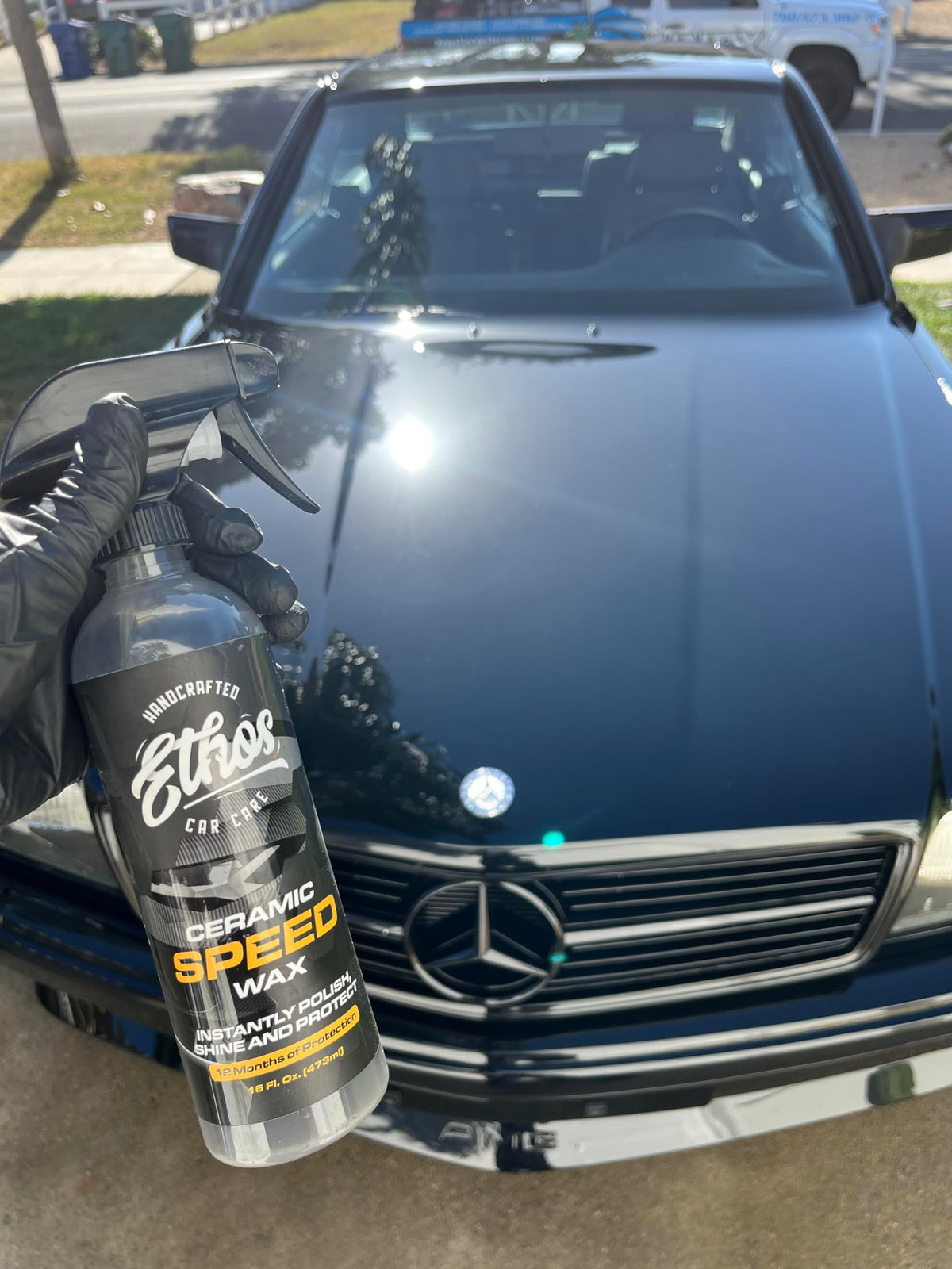 Ethos Handcrafted Car Care close-up of glossy paint texture highlighting slick surface