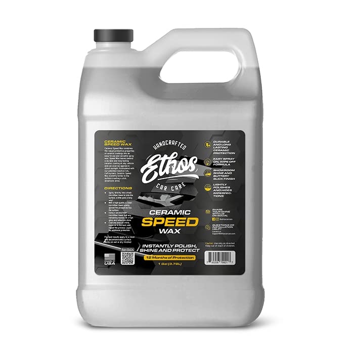Ethos Handcrafted Car Care bottle front view showing sleek packaging and product benefit