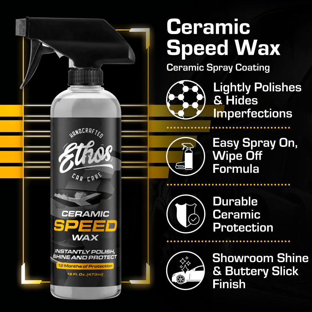 Ethos Handcrafted Car Care spray action being applied to car paint for fast maintenance