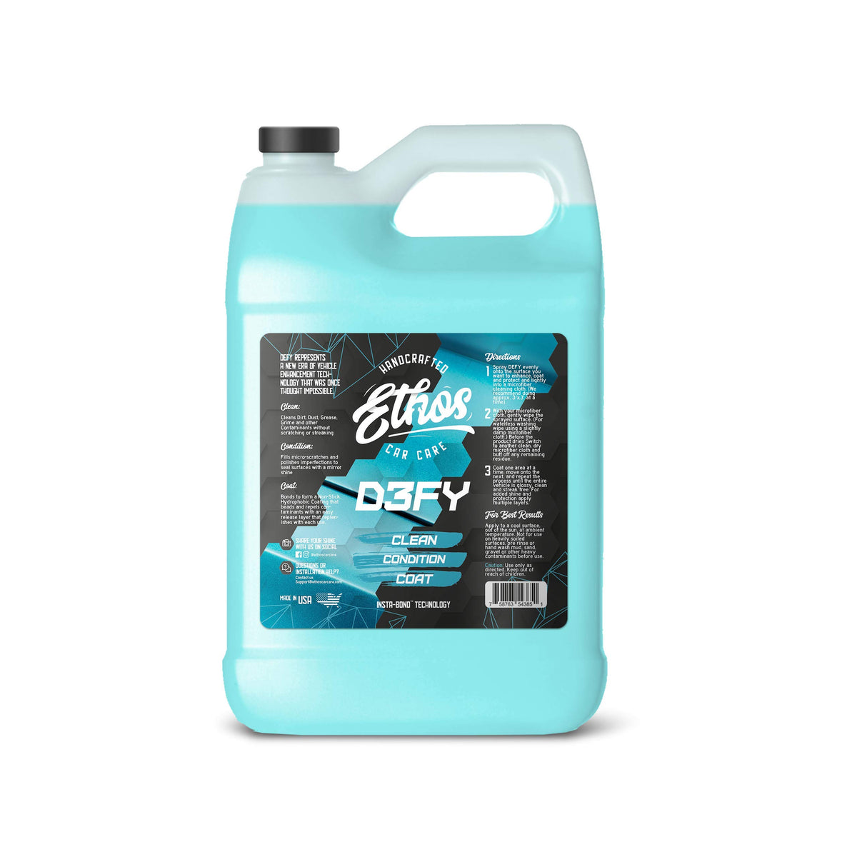 Ethos Handcrafted Car Care bottle front label showing product identity and benefits