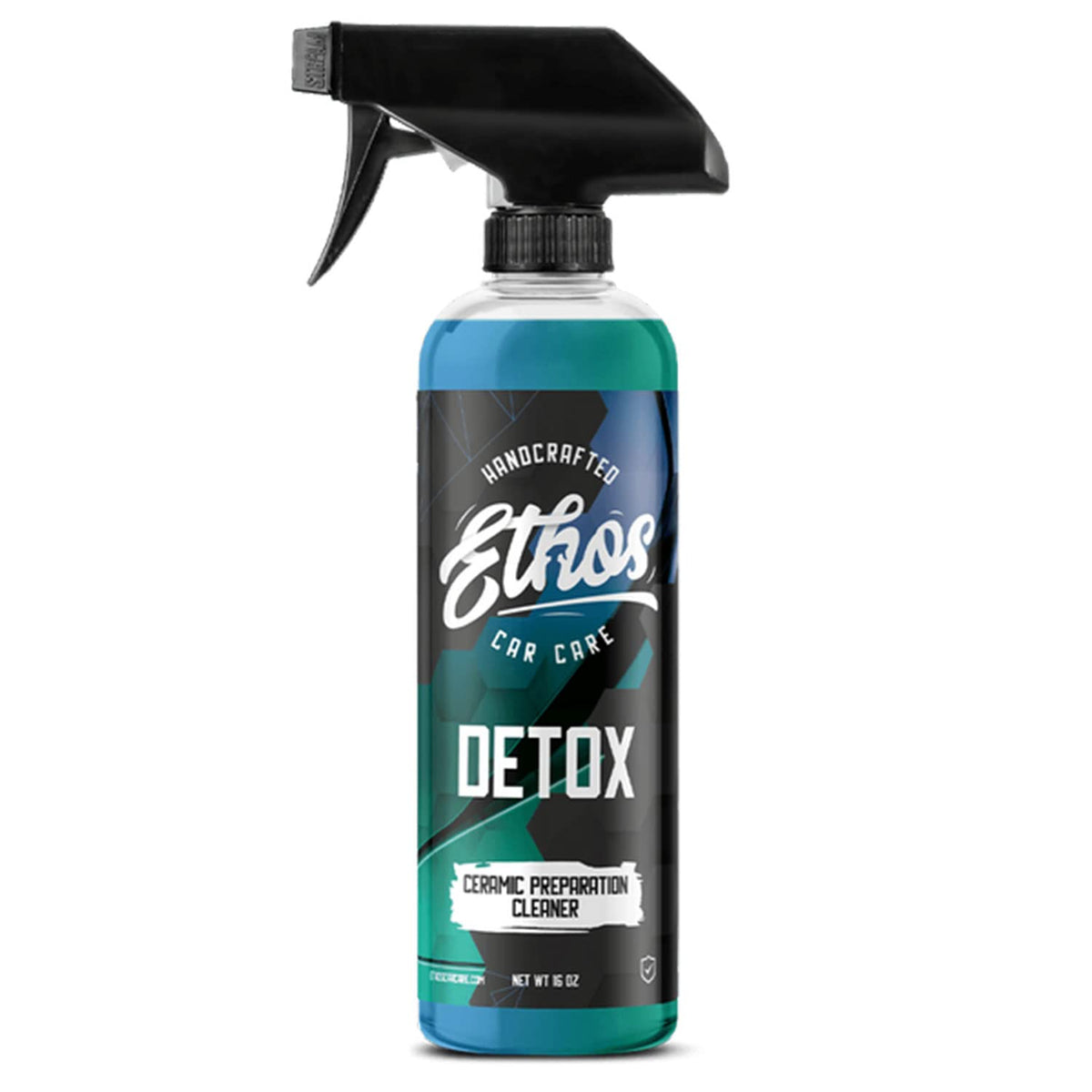 Ethos Handcrafted Car Care Detox front label showing product branding and purpose
