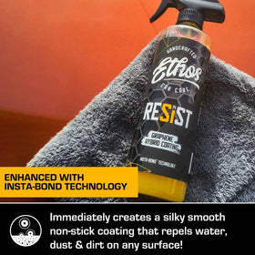 Ethos RESIST bottle in hand showing 16oz size for easy portability and multiple applications