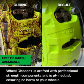 Ethos Handcrafted Car Care before and after wheel rinse showing restored finish benefit