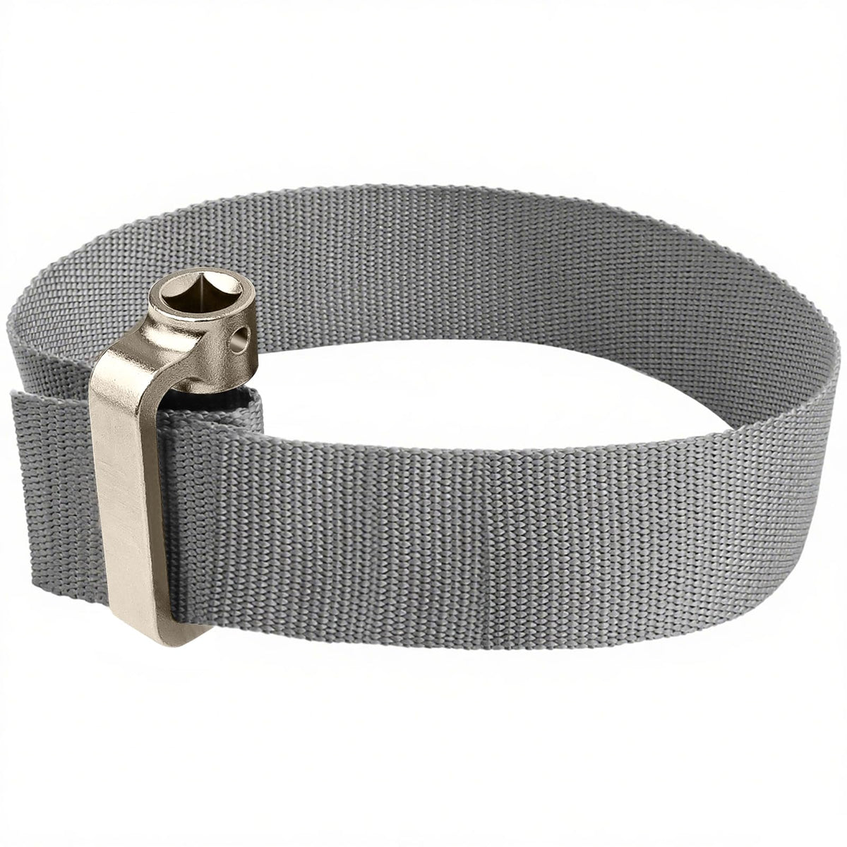 Eudaimonia front view showing packaged strap wrench and benefit of compact storage