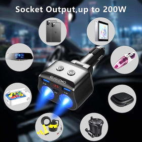 EUGIZMO in-car lifestyle setup charging devices on a family trip
