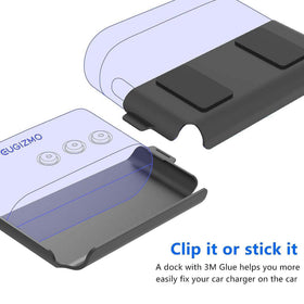 EUGIZMO size comparison next to smartphone demonstrating compact, space-saving design