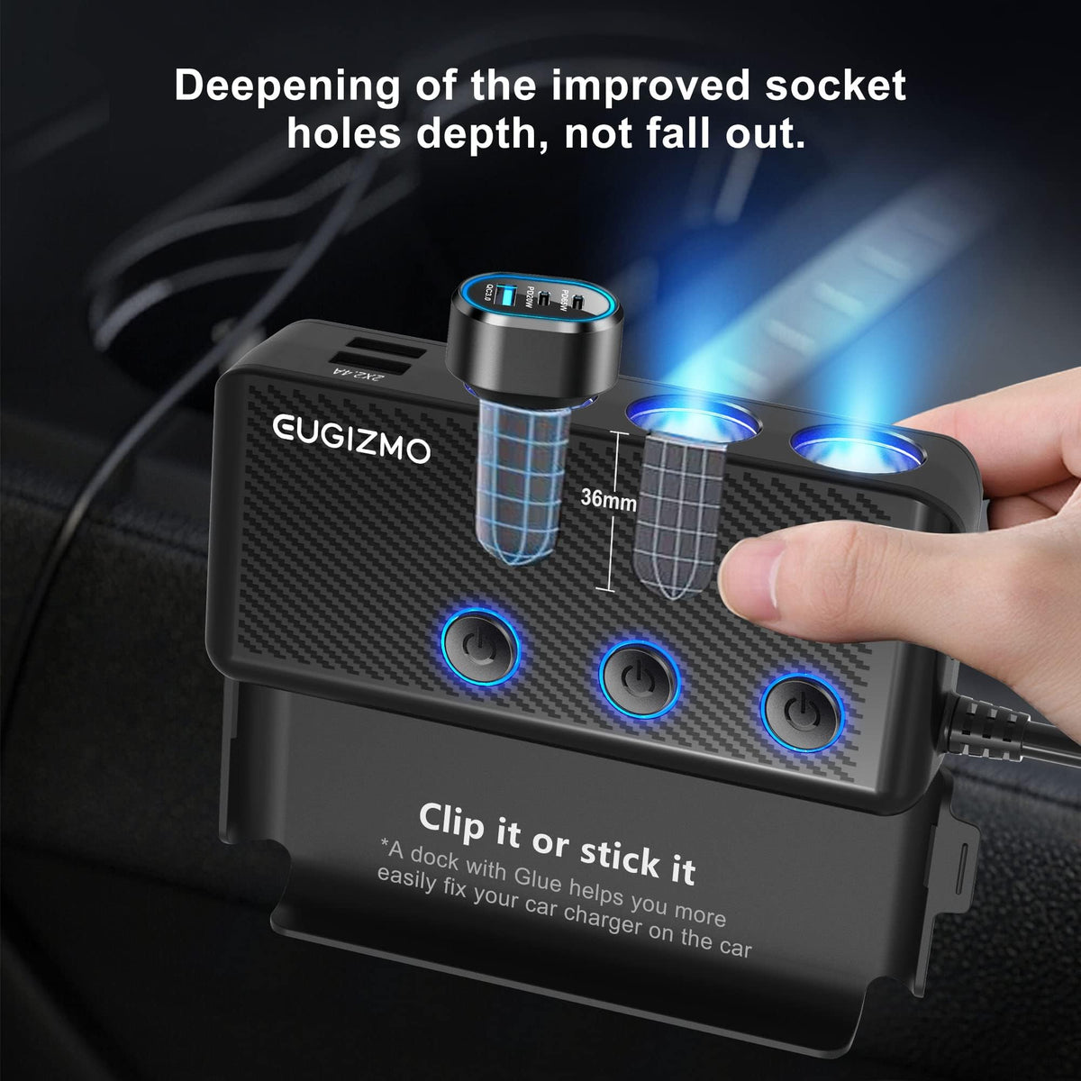 EUGIZMO beside a smartphone to show compact scale and portability