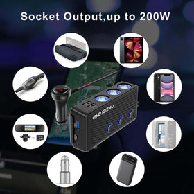 EUGIZMO cigarette lighter socket in use with dashcam showing stable accessory power