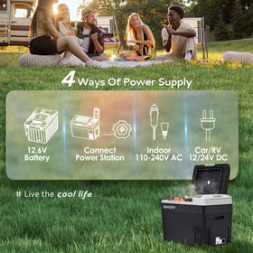 EUHOMY on campsite table illustrating outdoor refrigeration benefit