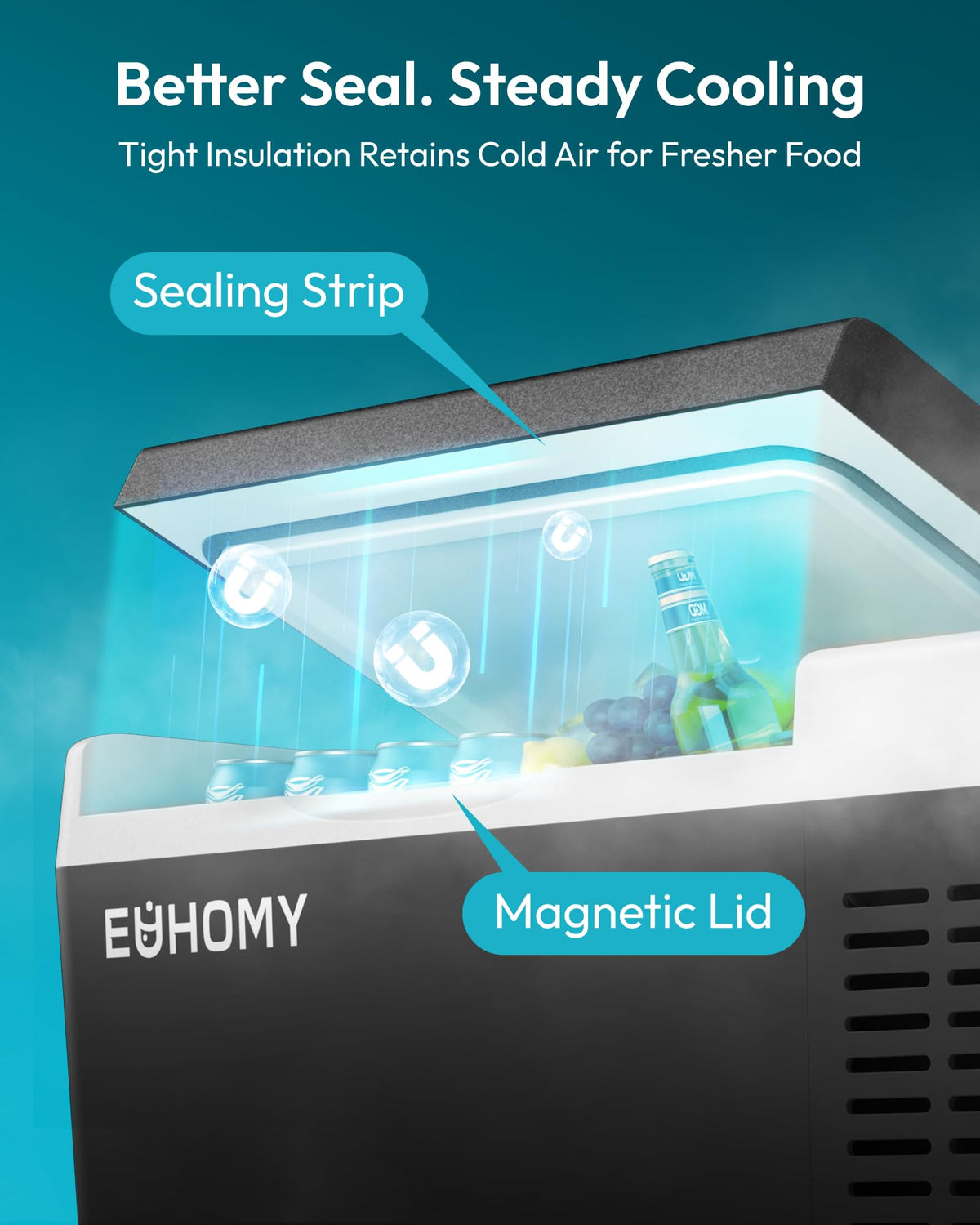 EUHOMY on camping table in outdoor setting keeping food chilled