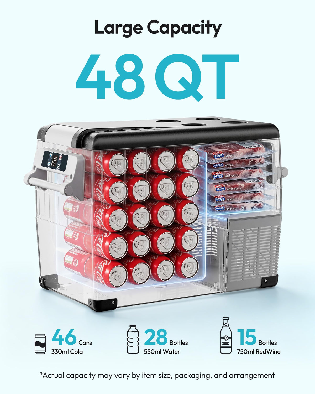 EUHOMY open interior with dual-zone baskets for organized storage and odor separation