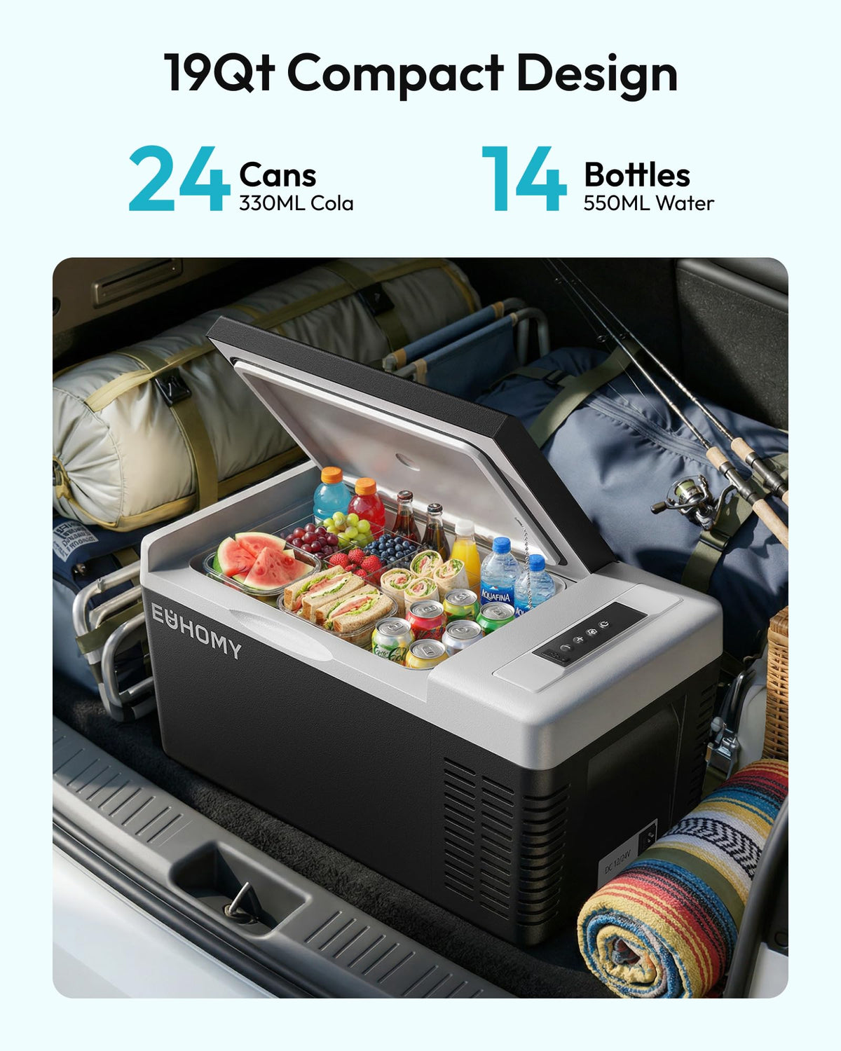 EUHOMY open top loading interior with organized storage benefit
