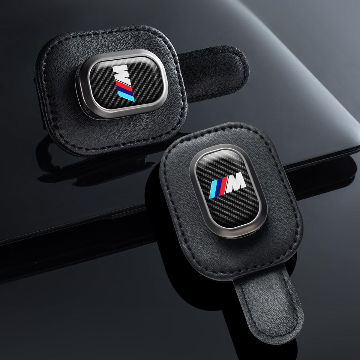 EULIX close-up of leather padding and stitching that prevents scratches on frames