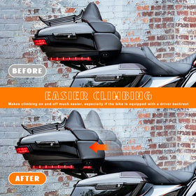 Eumti being installed on a Harley demonstrating tool-free steps