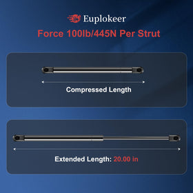 Euplokeer gas strut pair mounted on a truck tonneau cover providing controlled lift and safety
