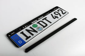 European License Plates in-car installed on bumper demonstrating secure attachment